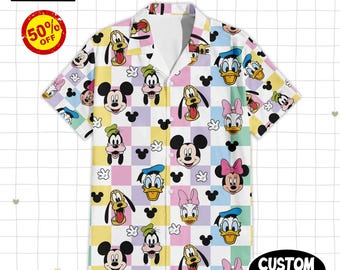 Mickey And Friends Button Hawaiian Shirt, Mouse Hawaiian Shirt, Mickey Summer Hawaiian Shirt, Summer Vacation Hawaii Shirt, Aloha Hawaiian