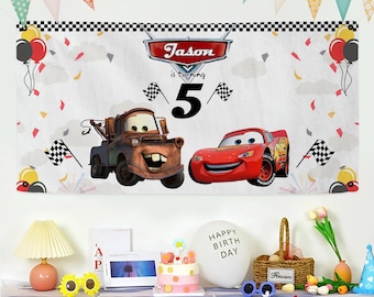 Personalized Disney Cars Birthday Banner, Cars Birthday Backdrop Decoration, Cars Birthday Party, Cars Party Decoration, Cars Birthday Gift