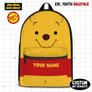 Custom Name Winnie The Pooh Backpack for Kids, Custom Disney Backpack, Back To School Gift, Summer Backpack, Pooh Bear Bag