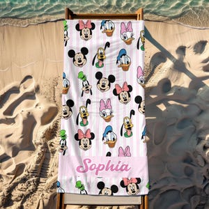 Custom Disney Mickey and friends Beach Towel, Mickey Beach Towel, Disney Pool Towel, Disney Name Towel, Custom Disneyland Towel