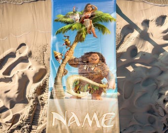 Personalized Disney Moana Movie Beach Towel, Moana Beach Towel, Moana Characters Tropical Hawaii Towel, Summer Towel