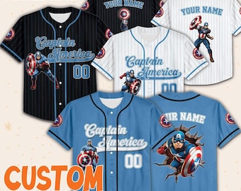 Custom Captain America Baseball Jersey, Superhero Matching Shirts