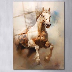 Running Horse Glass Wall Art – Tempered Glass Animal Decor | Gift for Horse Lovers