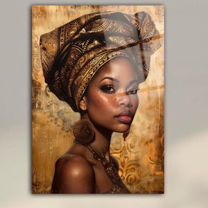 African Woman Portrait, Glass Wall Prints, Tempered Glass Art, Modern Artwork, African Glass Wall, Ethnic Female Painting, Glass Wall Decors