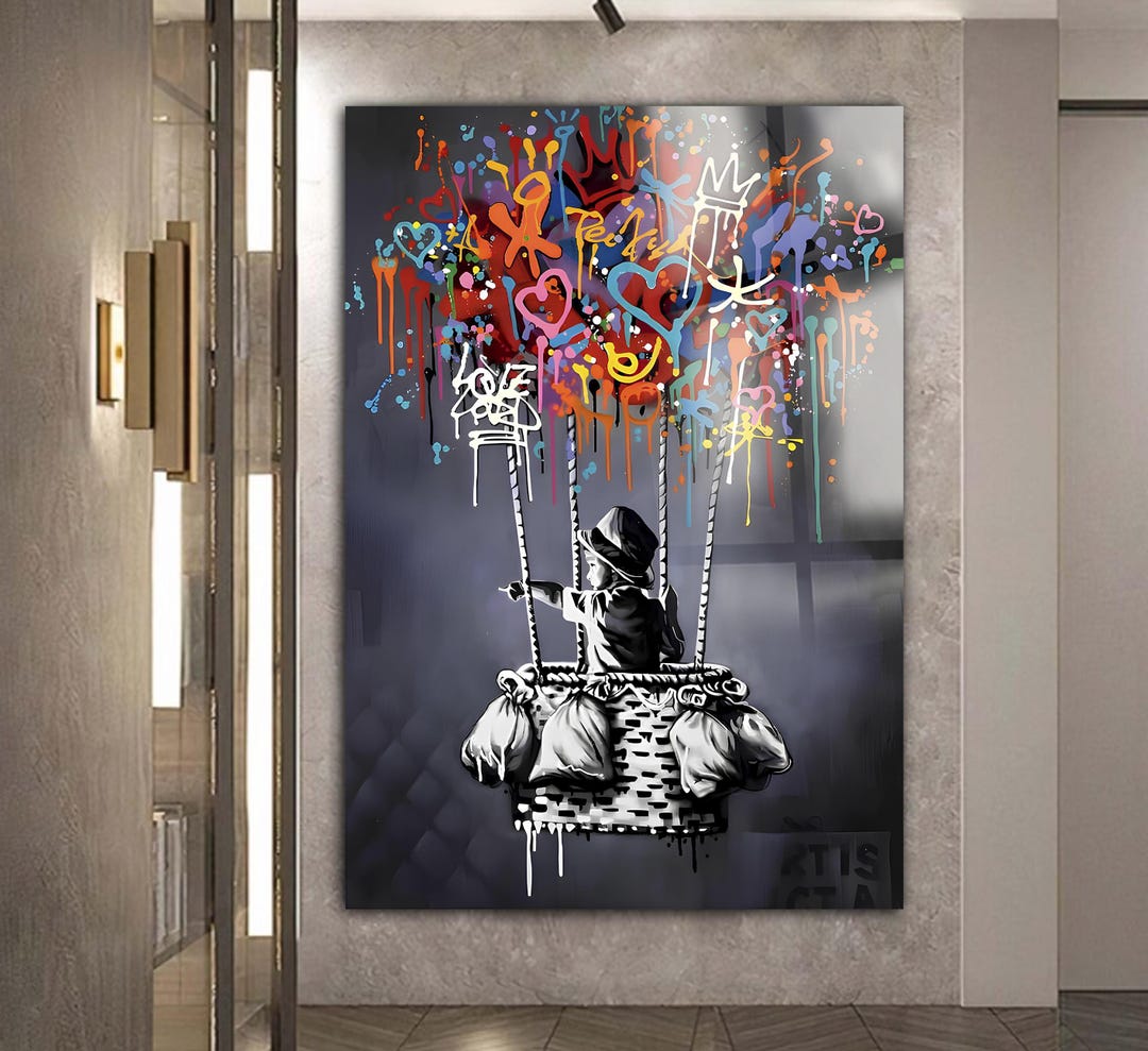 Banksy Boy With Balloon Glass Wall Art - Ready to Hang - Etsy UK