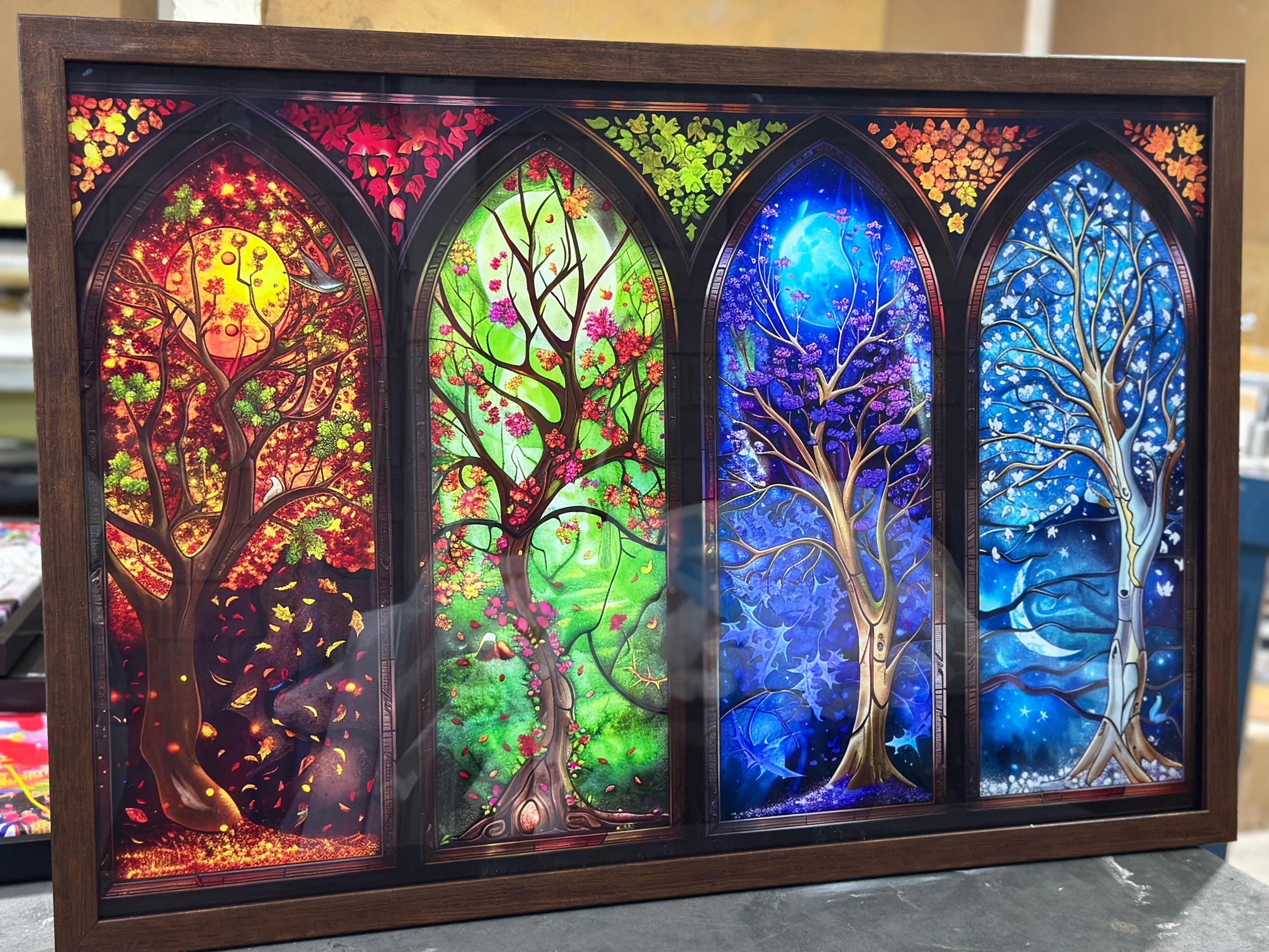 hyidecorart Tableau Decoration Murale Salon Moderne, 3 Pièces Tableaux Arbre De Vie Rouge