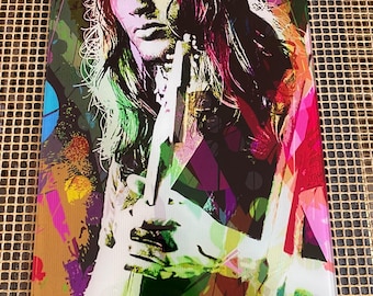 David Gilmour Guitar Wall Art – Retro Music Print on Tempered Glass | Rock Legend Decor | Glass Canvas Gift for Him