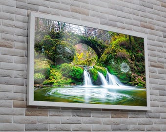 Waterfall Landscape Tempered Glass Wall Art: UV Printed Decor