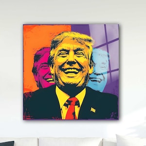Donald Trump Wall Art | Glass Wall Decor | American Culture Art | Donald Trump Portrait | Office Design