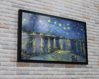 Van Gogh Starry Night Over The Rhone: Tempered Glass Wall Art