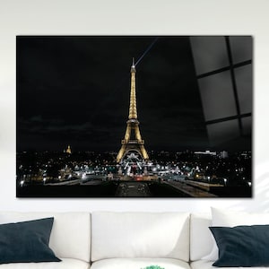 Modern Eiffel Tower Glass Wall Art – Paris Landmark Decor on Tempered Glass | Elegant French View for Home or Office