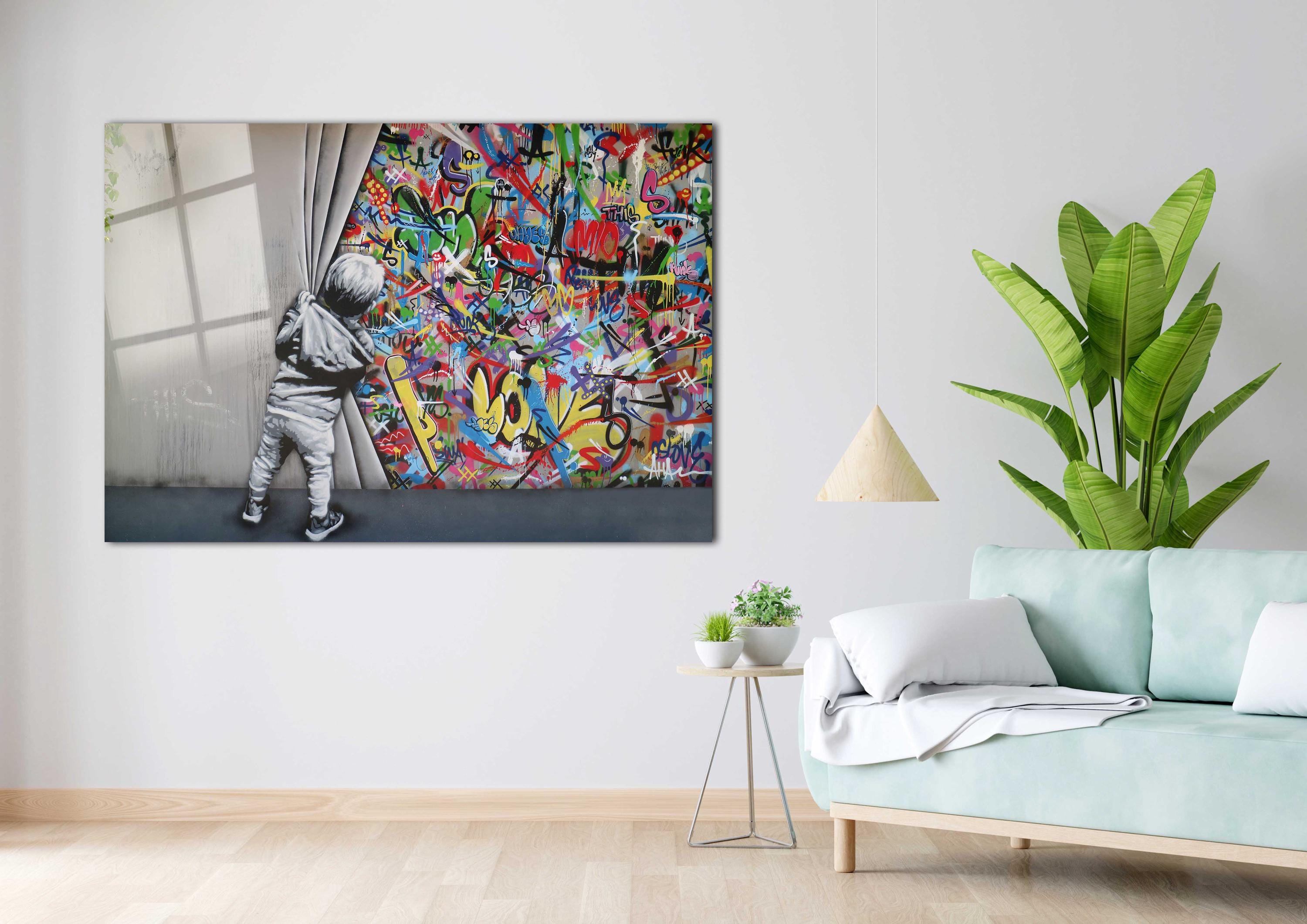 Impression sur Verre 160x50cm Tableaux Image Graffiti mur