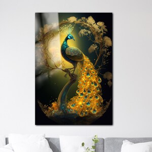 Tempered Glass Wall Art,Glass Printing,Peacock Wall Decor,Large Wall Art, Wall Hangings, Glass Wall Decor,Animal Wall Decor,Peacock Wall Art