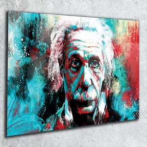 Einstein Wall Art, Colorful Canvas Print, Abstract Portrait Painting, Modern Scientist Decor, Pop Art Wall Hanging for Home or Office