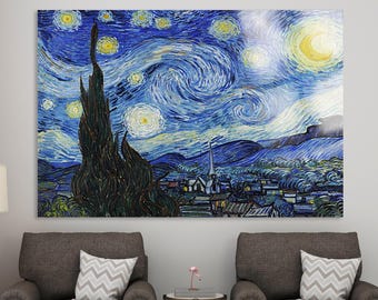 Van Gogh Starry Night Glass Wall Art: Tempered Glass Print