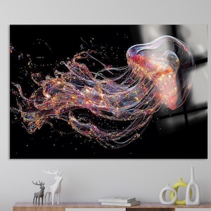 Jellyfish Aquarium Wall Art, Jellyfish Wall Art, Glass Printing, Sea Wall Decor, Jellyfish Glass Print, Glass Printing Wall Art