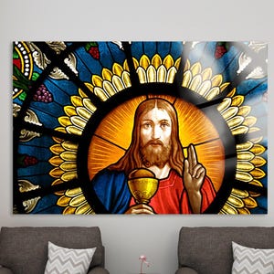 Décoration murale Jésus en verre trempé : décoration d'intérieur chrétienne sacrée