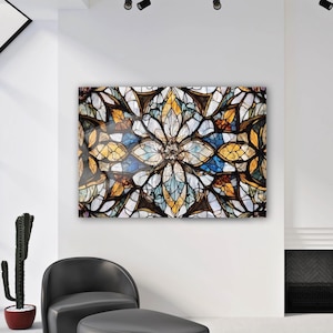 Abstract Stained Glass Wall Art – Tempered Glass Print | Modern Glass Painting for Living Room | Colorful Wall Hanging Decor