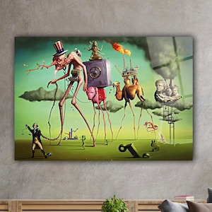 Salvador Dalí Glass Wall Art – The American Dream Print | Surrealist Art Reproduction | Modern Tempered Glass Decor