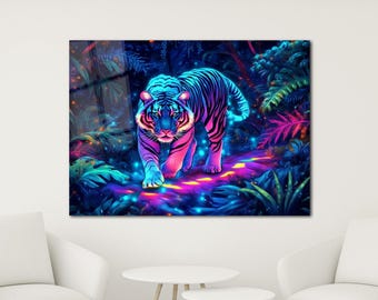 Quadro da parete di alta qualità, in vetro acrilico o composito di alluminio, non in lino, moderno, XXL, decorazione da parete (leopardato 01, vetro acrilico 80 x 55 cm