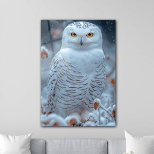 Arte su vetro con gufo, vetro temperato, decorazione da parete con animali, stampa su vetro con gufo, decorazione da parete, stampa su vetro con gufo bianco, decorazione da parete in vetro, ritratto di gufo in vetro