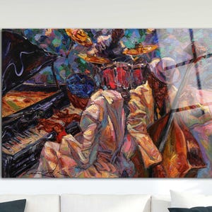 Jazz Music Art Wall Decor | Jazz Musicians Painting | Abstract Jazz Music Wall Art | Africa Jazz Music Glass Art