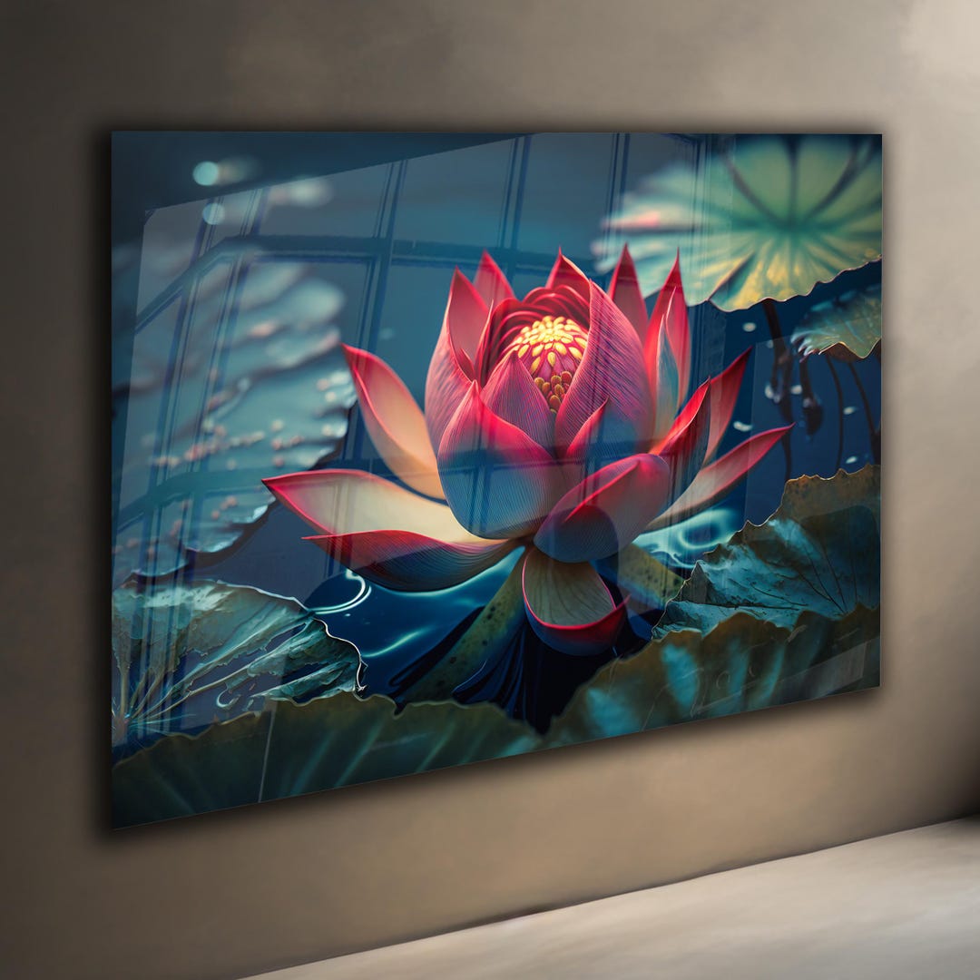 Tempered Glass Lotus Flower Wall Art: Modern Zen Home Decor - Etsy