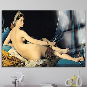 Grande Odalisque Glass Print | Famous Painting by Jean Auguste Dominique Ingres | Art Reproduction | Glass Wall Decor