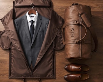 Bolsa de viaje de cuero personalizada, bolsa de viaje de cuero convertible a medida, bolsa de fin de semana con compartimento para zapatos, bolsa de viaje para padrinos de boda.