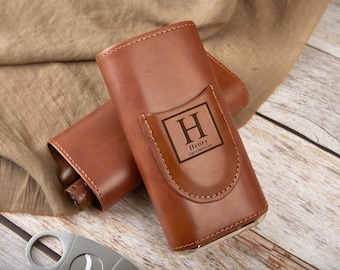 Chicago Bears Personalized Cigar Case and Cutter - Custom Engraved Leather  and Steel Cigar Case