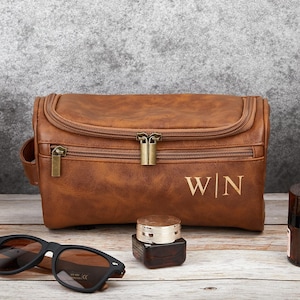 Trousse de toilette en cuir personnalisée pour homme,Trousse de toilette en cuir personnalisée pour homme,Trousse de toilette de voyage,Cadeaux pour garçons d'honneur,Cadeau d'anniversaire pour lui