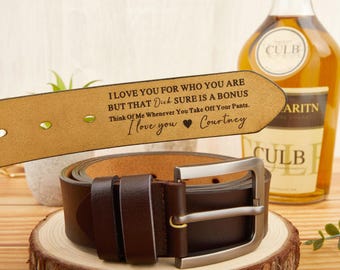 Personalisierter Ledergürtel mit Zitat, individuell gravierter Vatertagsgürtel für Ihn, einzigartiges handgefertigtes Gürtel-Jubiläumsgeschenk für Ehemann