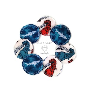 Reusable Facial Rounds, Eco friendly Face Pads, Cotton Flannel Round Wipes, Cleansing Pads, Makeup Remover Skin Care Cloths, Dinosaur Shark