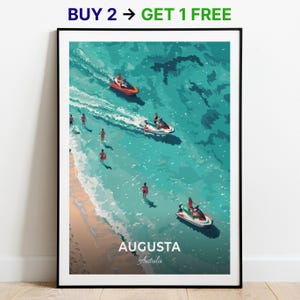 Augusta Reiseposter Flinders Bay Wand Kunst Druck Australien Poster Stadt Print City Poster Wohnkultur Stadtbild Kunstwerk Trendy Retro Poster