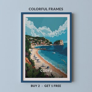 Corfu Travel Poster Sidari Wall Art Print Greece Poster City Print City Poster Home Decor Cityscape Artwork Trendy Retro Poster