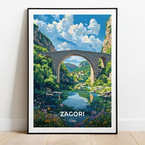 Zagori Reise Poster Wand Kunst Druck Griechenland Poster Stadt Druck Stadt Poster Wohnkultur Stadtbild Kunstwerk Trendy Retro Plakatkunst Liebhaber Geschenk