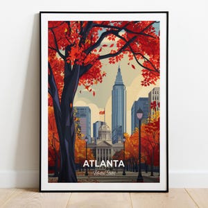 Affiche de voyage d'Atlanta, centre d'histoire d'Atlanta, impression d'art mural, affiche des États-Unis, impression de la ville, affiche de la ville, décoration d'intérieur, oeuvre d'art paysage urbain