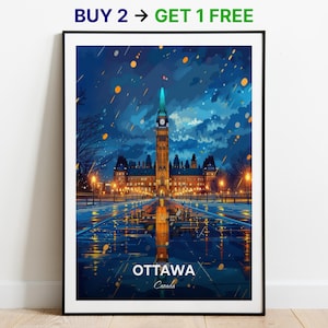Póster de viaje de Ottawa, Museo Canadiense de la Naturaleza, Impresión artística mural, Póster de Canadá, Impresión de ciudad, Póster de ciudad, Decoración del hogar, Paisaje urbano, Obra de arte para colgar en la pared
