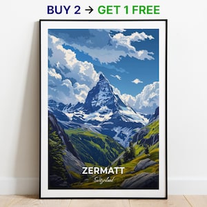 Zermatt Reiseposter Matterhorn Mountain Wandkunst Druck Schweiz Poster City Print City Poster Wohnkultur Stadtbild Kunstwerk Wandbehang