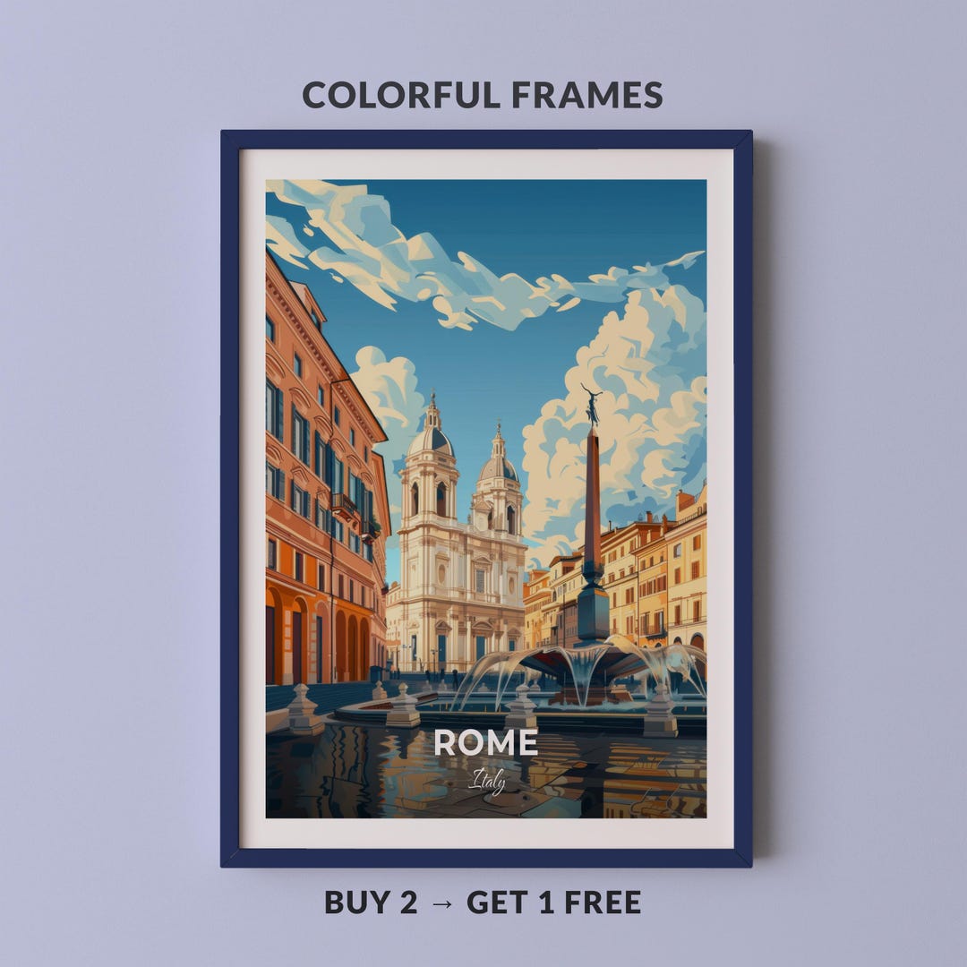 Window View Poster Rome Rome Travel Poster Piazza Navona Wall Art Print Italy Poster City Print ...