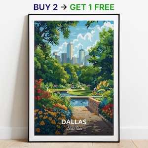 Dallas Reiseposter Dallas Arboretum und botanische Gärten Wand-Kunst-Druck USA-Poster Stadt-Print City-Poster Wohnkultur