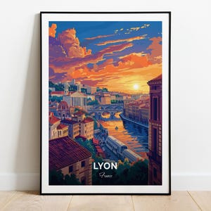 Affiche de voyage de Lyon Théâtre romain de Lyon, impression d'art mural, affiche de la France, impression de la ville, affiche de la ville, décoration d'intérieur, oeuvre d'art paysage urbain, tenture murale