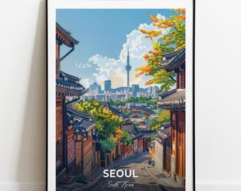 Seoul Travel Poster Insadong Wall Art Print South Korea Poster City Print City Poster Home Decor Cityscape Artwork Trendy Retro Poster