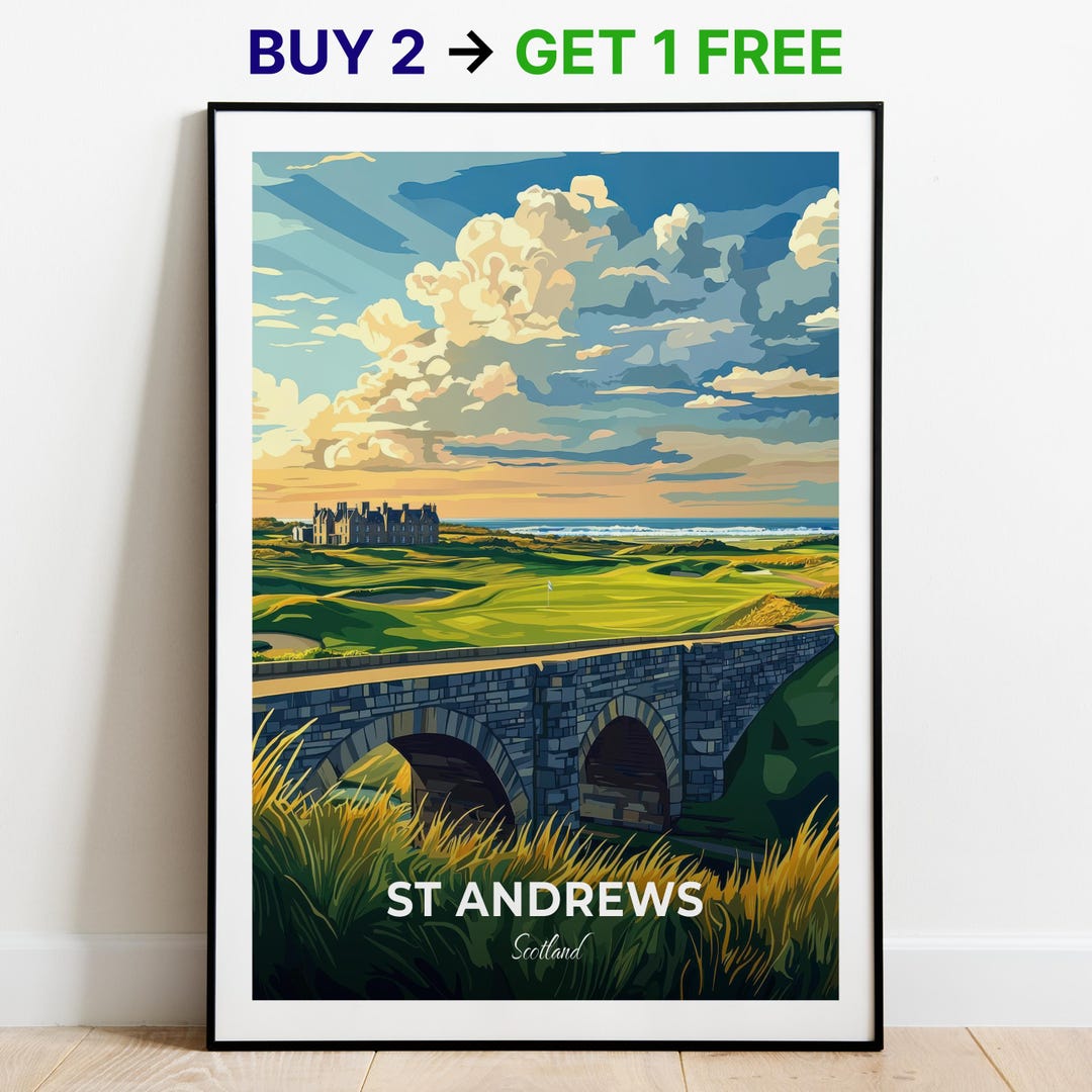 St Andrews Travel Poster Golf Course Wall Art Print Scotland Poster ...