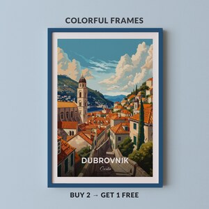 Dubrovnik Travel Poster Old Town Wall Art Print Croatia Poster City Print City Poster Home Decor Cityscape Artwork Trendy Retro Poster