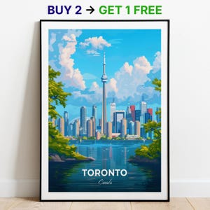 Affiche de voyage de Toronto, impression d'art mural des îles de Toronto, affiche du Canada, impression de ville, affiche de ville, décoration d'intérieur, paysage urbain, oeuvre d'art, affiche rétro tendance