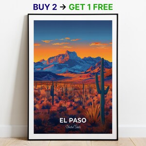 El Paso Travel Poster Franklin Mountains State Park Wall Art Print United States Poster City Print City Poster Home Decor Cityscape Artwork