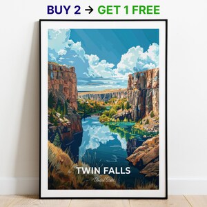 Twin Falls Reiseposter Dierkes Lake Wand Kunst Druck USA Poster Stadt Print City Poster Wohnkultur Stadtbild Kunstwerk Wandbehang