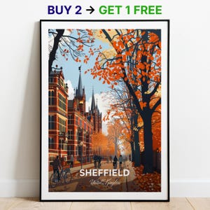 Sheffield Reiseposter Universität von Sheffield Wand-Kunst-Druck Vereinigtes Königreich Poster City-Print City-Poster Home-Dekor Stadtbild Kunstwerk