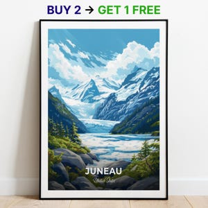 Juneau Reiseposter Mendenhall Gletscher Wandkunst Druck USA Poster City Print City Poster Home Decor Stadtbild Kunstwerk Wandbehang
